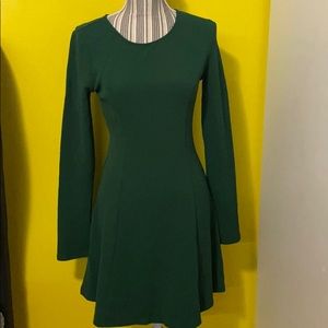 Forever 21 Solid Green- Long Sleeve Mini Dress